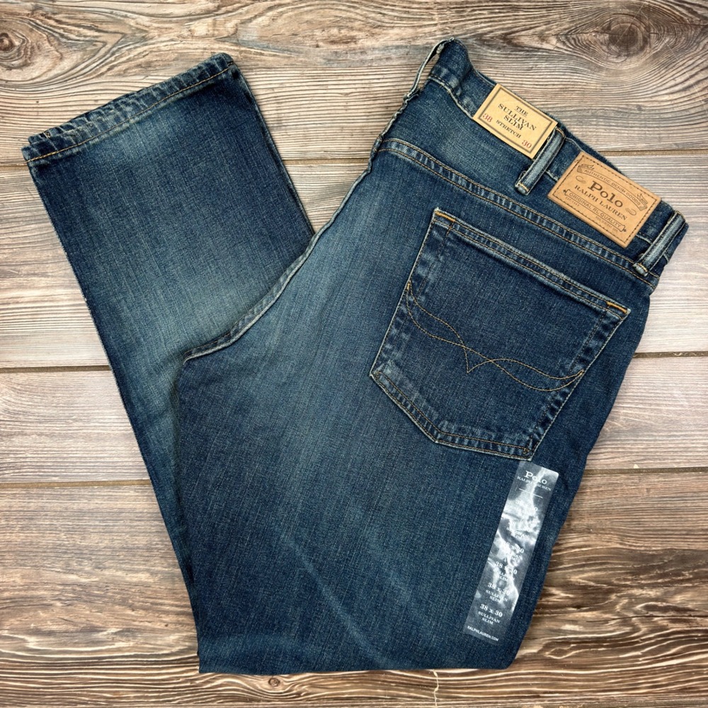 Polo Ralph Lauren Mens 38x30 Sullivan Slim Jeans Blue Stretch Denim Like New